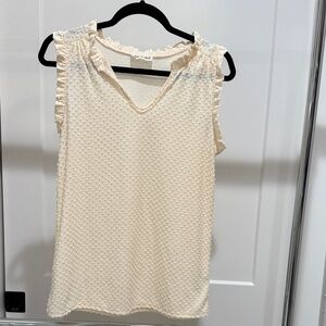 Elegant Cream Textured Sleeveless Blouse